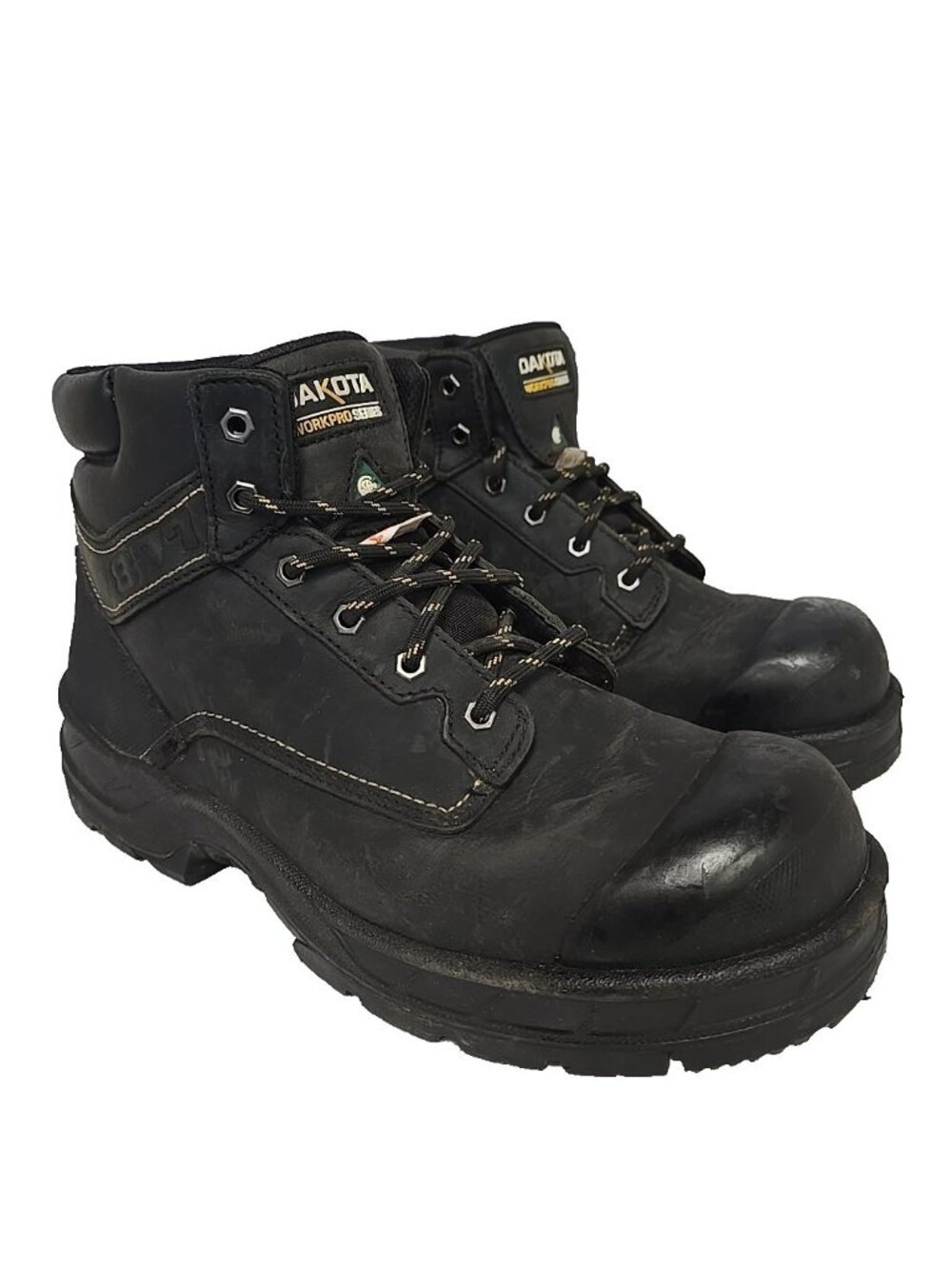 Dakota Men's 6'' 877 Steel Toe Steel Plate Work Boots Black Leather Size 12M